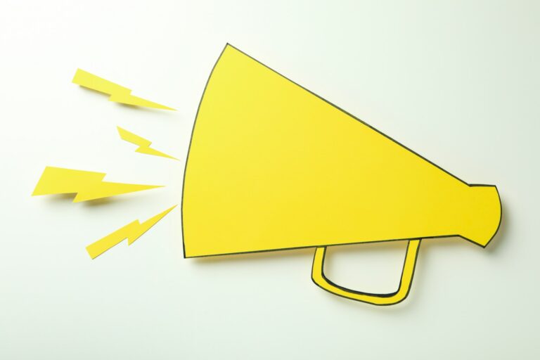 Important announcement or message concept with decorative megaphone